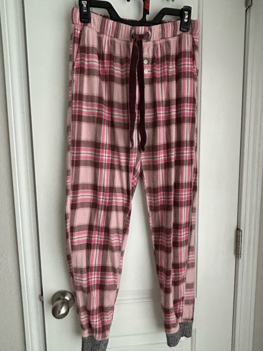 Aerie Pink & Brown Plaid Flannel Pants